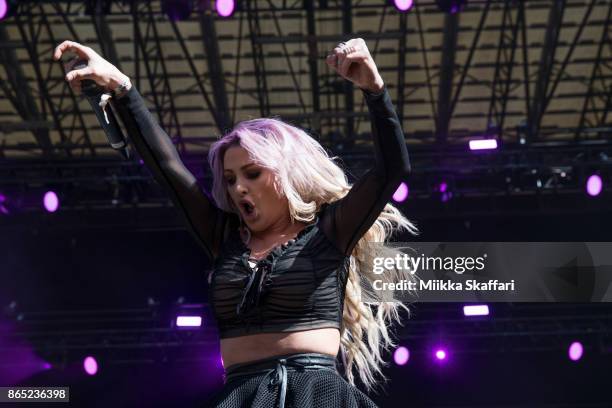 Heidi Shepherd of Butcher Babies performs at Monster Energy Aftershock Festival 2017 at Discovery Park on October 22, 2017 in Sacramento, California.