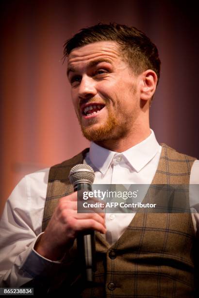 World Boxing Organization contender Gary Corcoran of Britain attends a press conference at Brisbane Convention Centre on October 23, 2017. Jeff Horn...