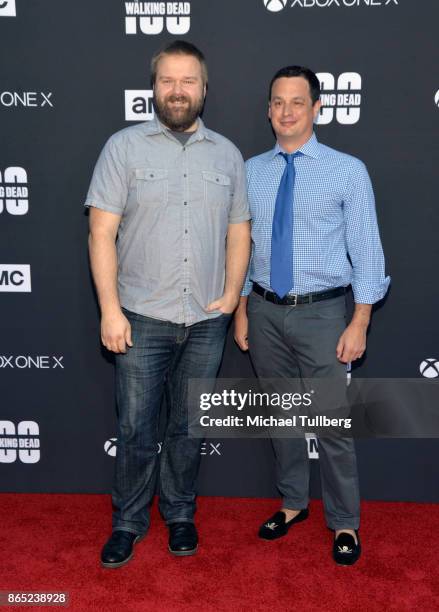 Executive producers Robert Kirkman and Dave Alpert attend AMC's celebration of the 100th episdoe of "The Walking Dead" at The Greek Theatre on...