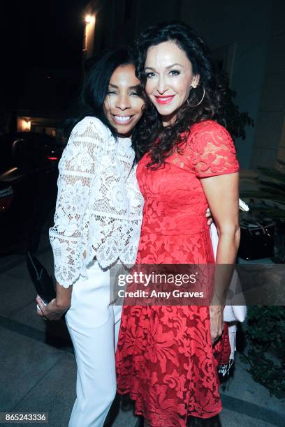 Khandi Alexander and Sofia Milos attend the Let The Animals Live Soiree - Arrivals at a Private Residence on October 22, 2017 in Beverly Hills,...