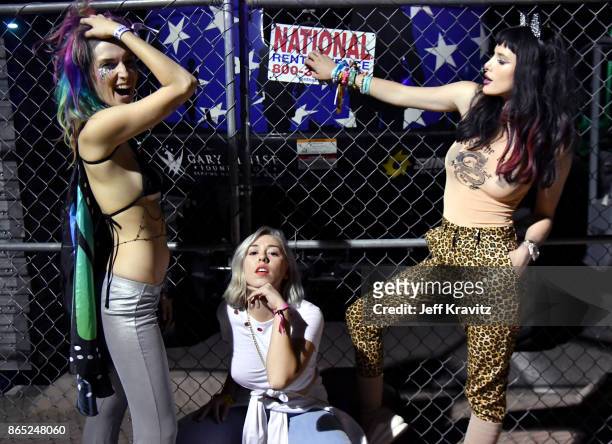 Dani Thorne, Tana Mongeau, and Bella Thorne are seen during day 3 of the 2017 Lost Lake Festival on October 22, 2017 in Phoenix, Arizona.
