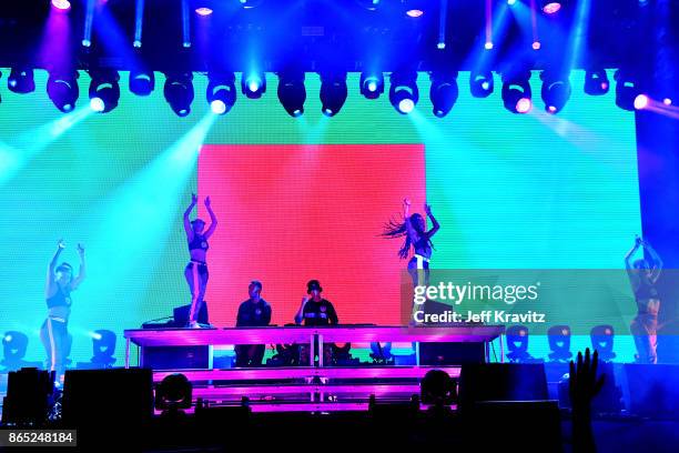 Major Lazer performs at Piestewa Stage during day 3 of the 2017 Lost Lake Festival on October 22, 2017 in Phoenix, Arizona.