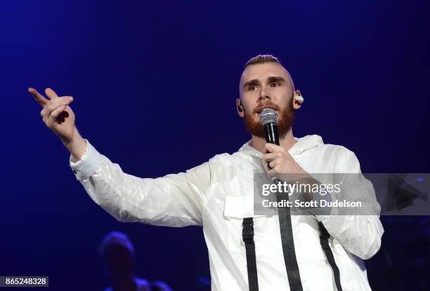 Singer Colton Dixon performs onstage during the Air 1 Positive Hits tour at Citizens Business Bank Arena on October 22, 2017 in Ontario, California.