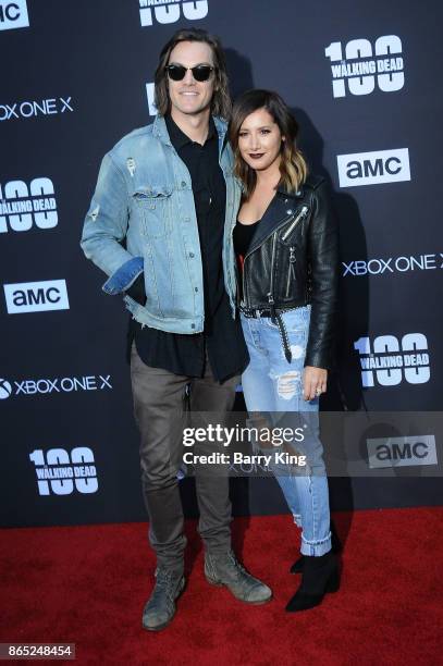 Musician Christopher French and actress Ashley Tisdale attend AMC Celebrates The 100th Episode Of 'The Walking Dead' at The Greek Theatre on October...