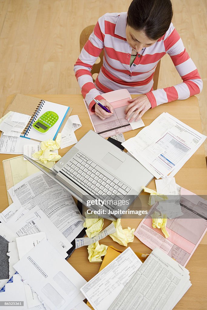 Woman doing taxes