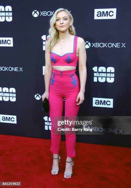 Actress/singer Emily Kinney attends AMC Celebrates The 100th Episode Of 'The Walking Dead' at The Greek Theatre on October 22, 2017 in Los Angeles,...