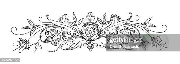 floral patterns - crosshatch pattern stock illustrations