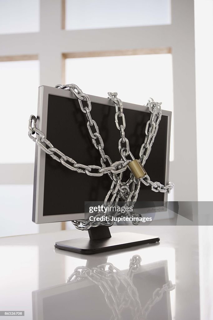 Chains on computer monitor