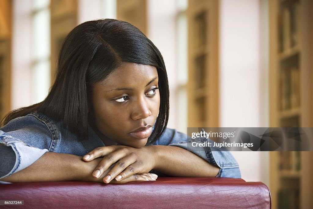 Pensive teenage girl