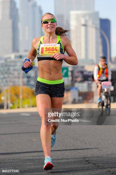 Gemma Slaughter from Canadacompetes Scotiabank Toronto Waterfront Marathon races on 22 October 2017 in Toronto, Canada. More than 25,000 people ran...