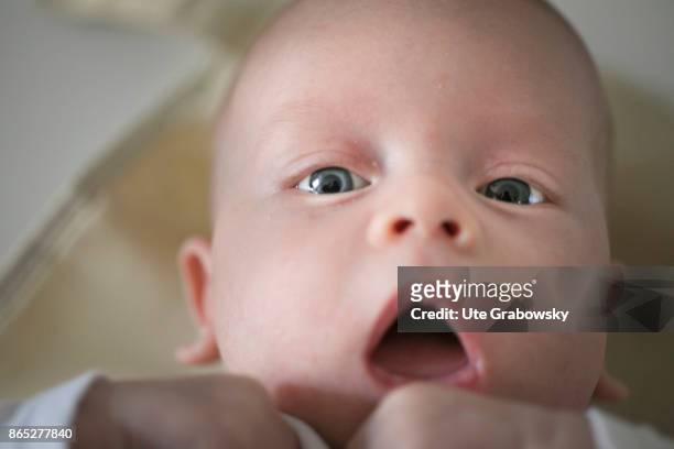 Berlin, Germany Portrait of a baby with open mouth on September 21, 2017 in Berlin, Germany.