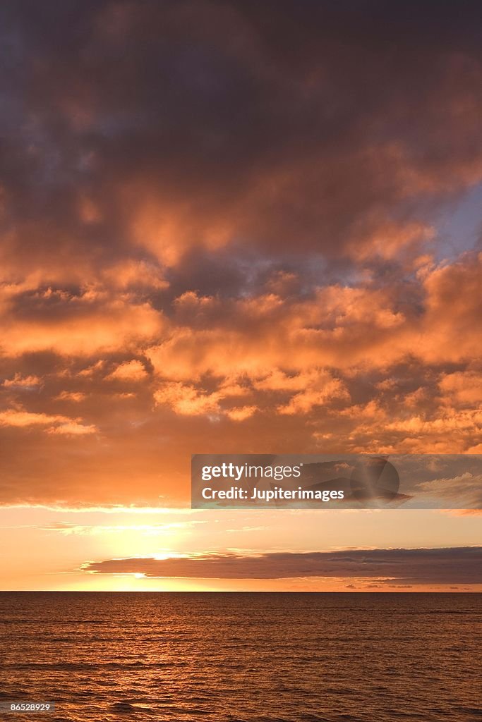 Ocean at sunset, Hawaii