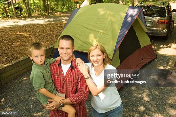 family at campsite - charlotte wood foto e immagini stock