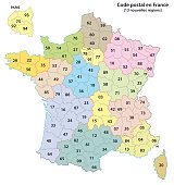 France 2-digit postcodes map 2017