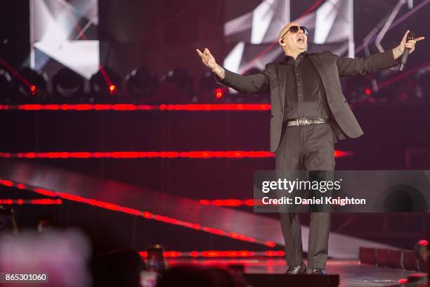 Recording artist Pitbull performs on stage at Valley View Casino Center on October 22, 2017 in San Diego, California.