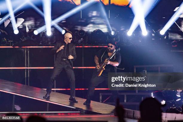 Recording artist Pitbull performs on stage at Valley View Casino Center on October 22, 2017 in San Diego, California.