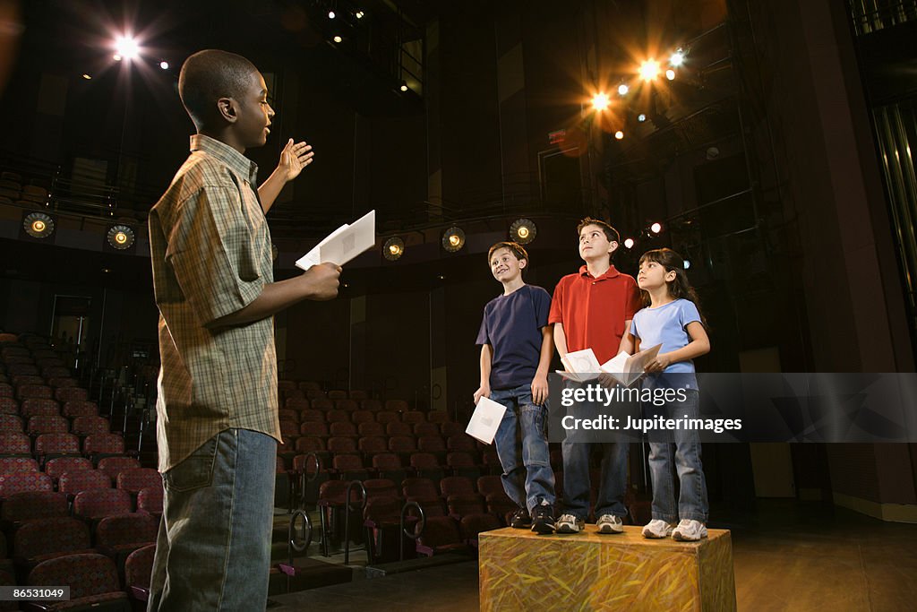 Students practicing a play