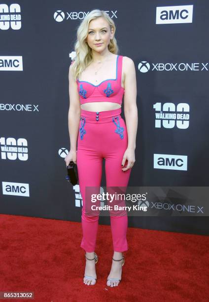 Actress/singer Emily Kinney attends AMC Celebrates The 100th Episode Of 'The Walking Dead' at The Greek Theatre on October 22, 2017 in Los Angeles,...