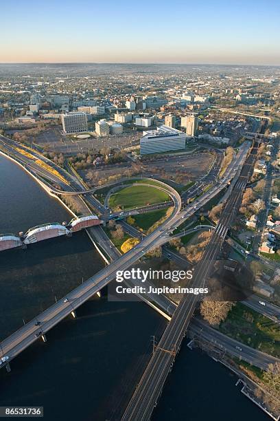 aerial view of trenton, new jersey - trenton nova jersey - fotografias e filmes do acervo