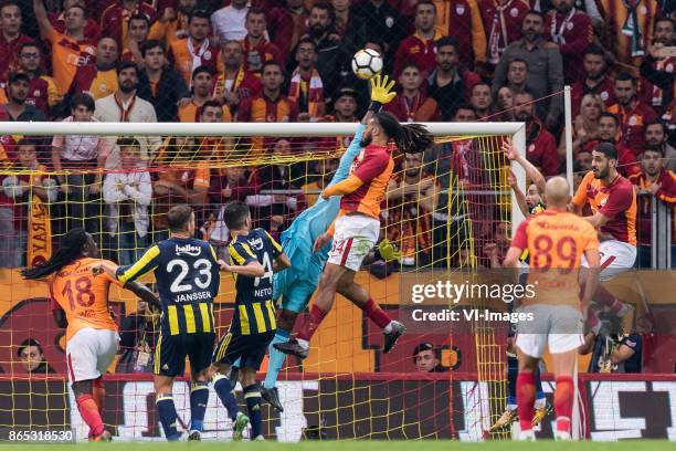 Bafetimbi Gomis of Galatasaray SK, Vincent Janssen of Fenerbahce SK, Luis Carlos Novo Neto of Fenerbahce SK, goalkeeper Carlos Kameni of Fenerbahce...