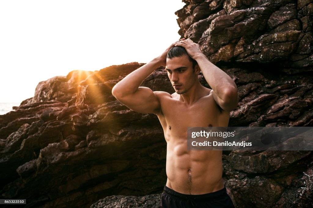 Handsome ripped young man