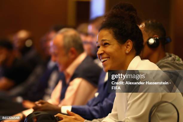 Celia Sasic looks on during the 3rd FIFA Legends Think Tank Meeting prior to The Best FIFA Football Awards at The May Fair Hotel on October 23, 2017...