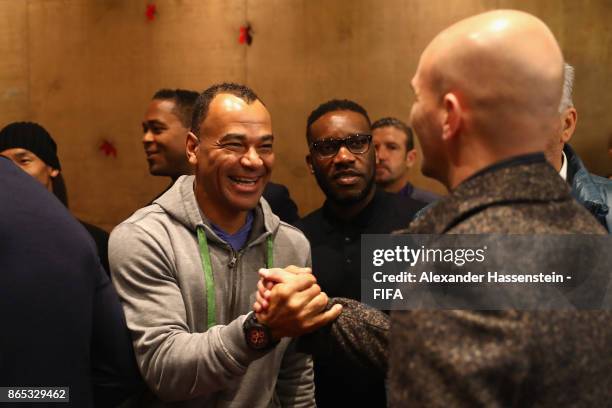 Cafu speaks during the 3rd FIFA Legends Think Tank Meeting prior to The Best FIFA Football Awards at The May Fair Hotel on October 23, 2017 in...