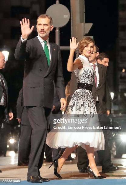 King Felipe VI of Spain and Queen Letizia of Spain attend the Princesa de Asturias Awards 2017 ceremony at the Campoamor Theater on October 20, 2017...