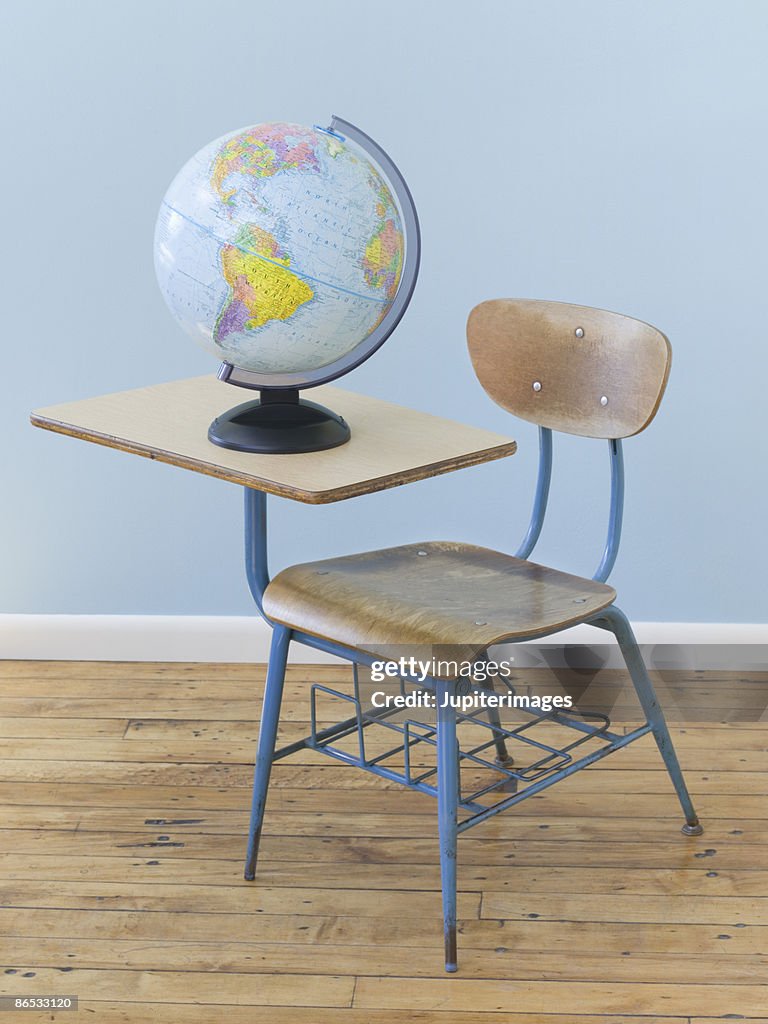 Globe and school desk