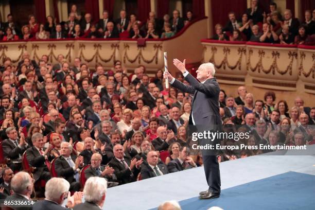 William Kentridge after receieing his award during the Princesa de Asturias Awards 2017 ceremony at the Campoamor Theater on October 20, 2017 in...