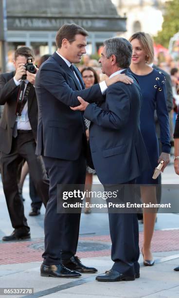 Albert Rivera and Miguel Angel Revilla attend the Princesa de Asturias Awards 2017 ceremony at the Campoamor Theater on October 20, 2017 in Oviedo,...