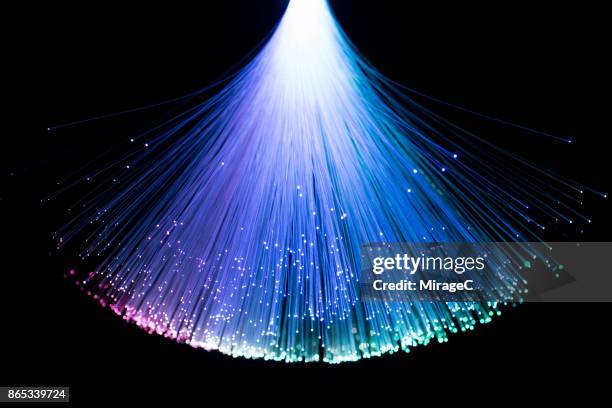 fan shape fiber optics converging - integrated abstract stock pictures, royalty-free photos & images