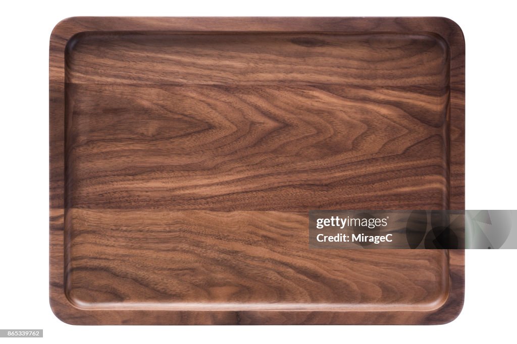 Empty Walnut Wood Plate Tray