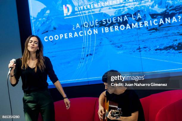 Bebe performs during 'Diferentemente Iguales' presentation at Secretaria General Iberoamericana on October 23, 2017 in Madrid, Spain.