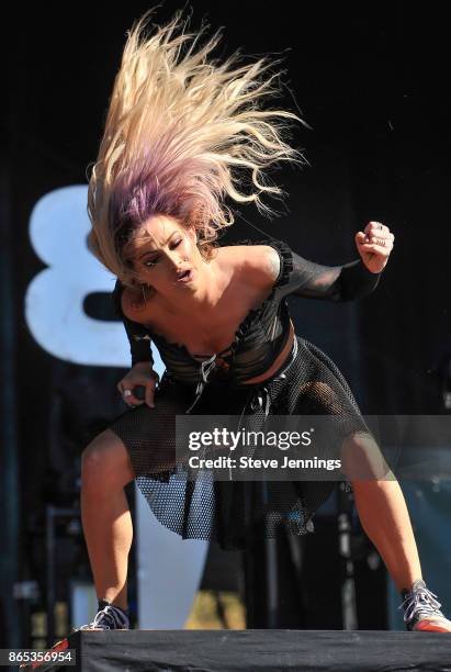 Heidi Shepherd of Butcher Babies performs on Day 2 of Monster Energy Aftershock Festival 2017 at Discovery Park on October 22, 2017 in Sacramento,...