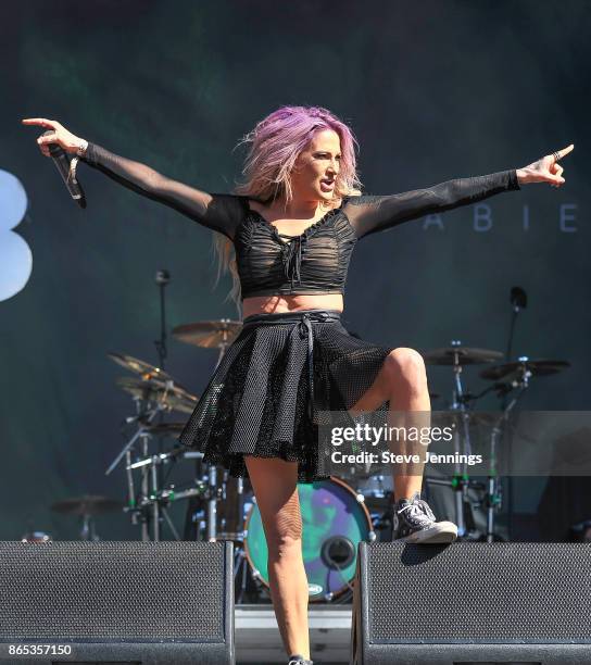 Heidi Shepherd of Butcher Babies performs on Day 2 of Monster Energy Aftershock Festival 2017 at Discovery Park on October 22, 2017 in Sacramento,...