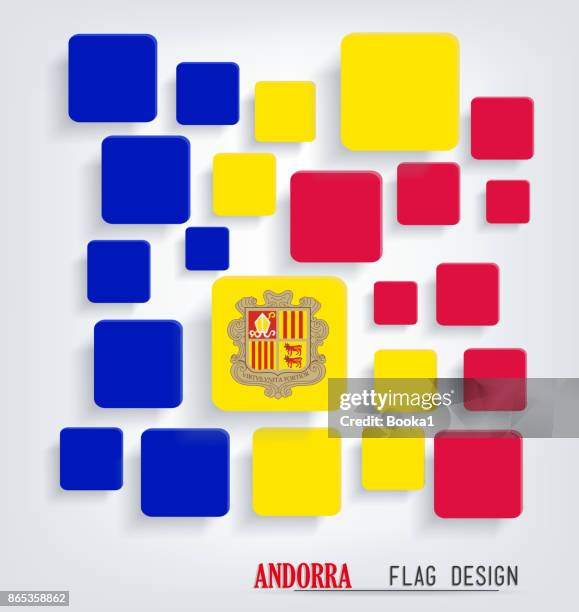 andorra flag cube design - angola flag stock illustrations