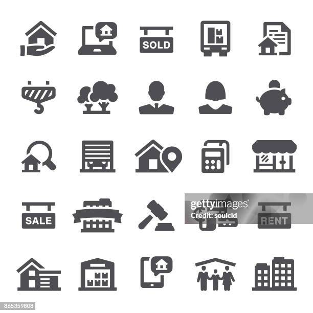 real estate icons - property developer stock illustrations