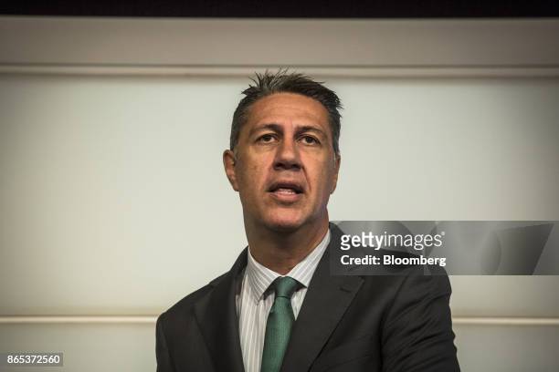Xavier Garcia Albiol, spokesman of the People's Party in the Catalan Parliament, speaks during a news conference inside the Generalitat regional...