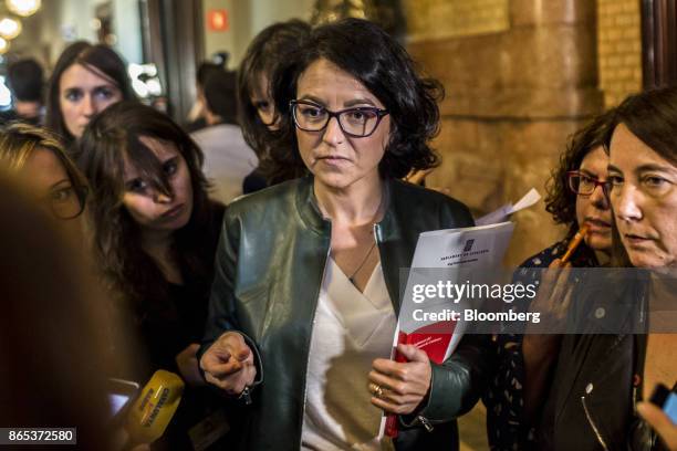 Eva Granados, spokesman of Party of the Socialists of Catalonia , departs from a meeting inside the Generalitat regional government offices in...