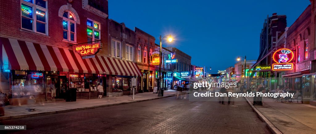 USA, Tennessee, Beale Street at twilight-Pano