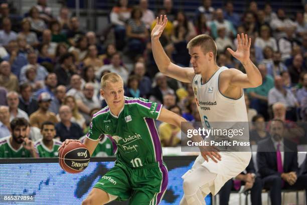 Sasu Salin during Real Madrid victory over Unicaja Málaga in Liga Endesa regular season game celebrated in Madrid at Wizink Center. October 22nd 2017.