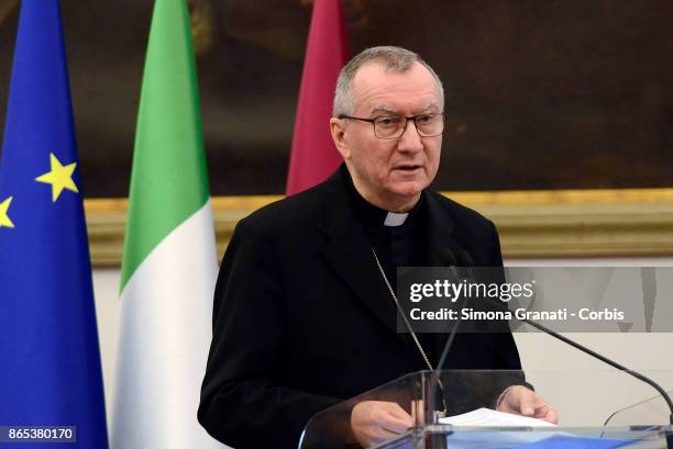 His Eminence Cardinal Pietro Parolin, Secretary of State of His Holiness, participates in the International Summit on Water and Climate at the Sala...