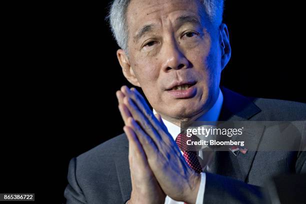 Lee Hsien Loong, Singapore's prime minister, speaks during an Economic Club of Washington discussion in Washington, D.C., U.S., on Monday, Oct. 23,...