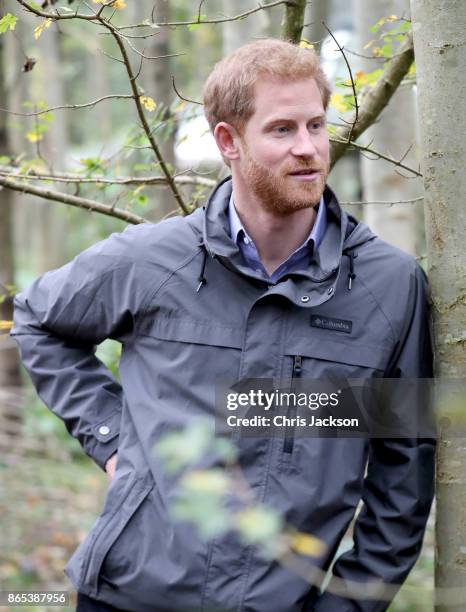 Prince Harry during a visit to Myplace at Brockholes Nature Reserve, a project which aims to empower young people by encouraging them to take action...