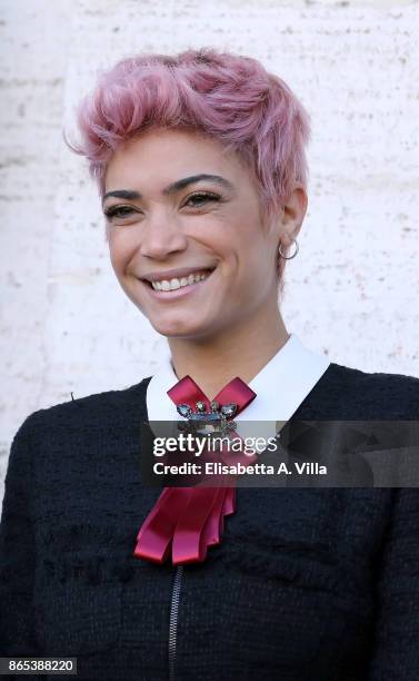 Singer Elodie Di Patrizi attends 'Non C'e' Campo' photocall on October 23, 2017 in Rome, Italy.