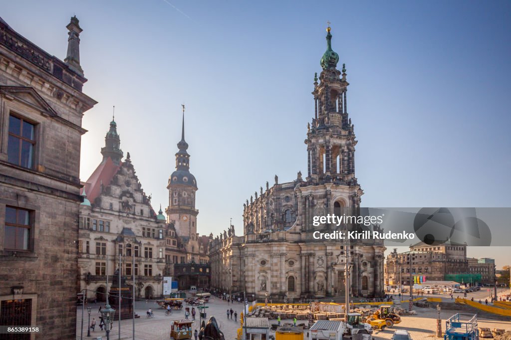 Hofkirche (Dresden Cathedral) and Hausmann Tower, Dresden, Saxony, Germany