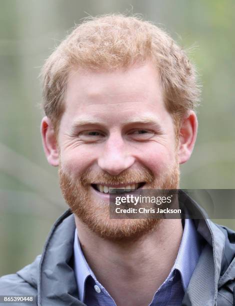 Prince Harry during a visit to Myplace at Brockholes Nature Reserve, a project which aims to empower young people by encouraging them to take action...