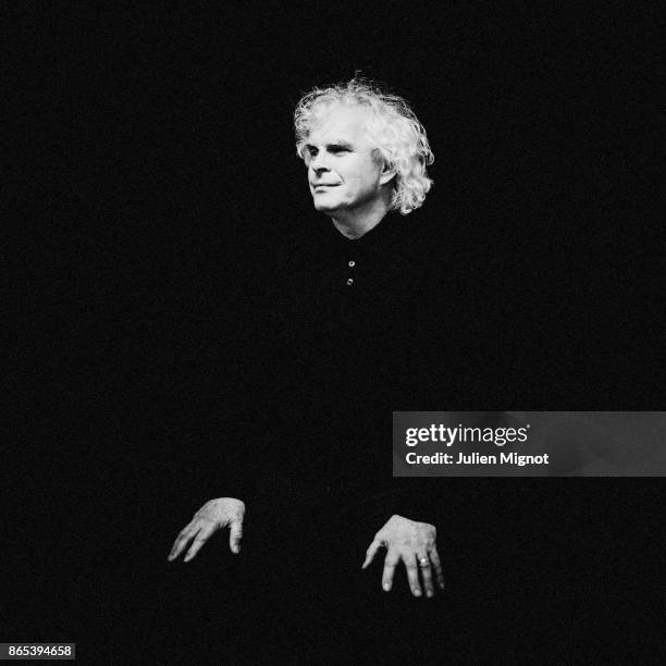 Sir Simon Rattle is photographed for Self Assignment on April 2016 in Paris, France.