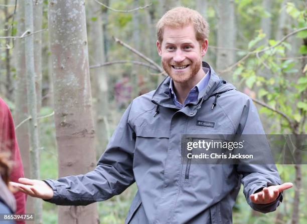 Prince Harry during a visit to Myplace at Brockholes Nature Reserve, a project which aims to empower young people by encouraging them to take action...